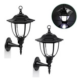  Pack X2 Farol Solar Hexagonal Estilo Clásico Negro R.56