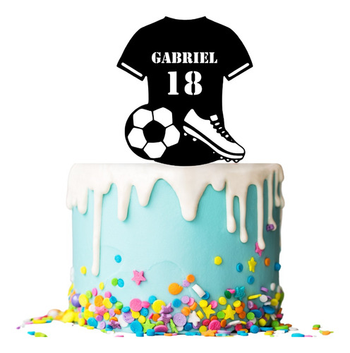 Letrero Cake Topper Futbol Para Pastel Personalizado 