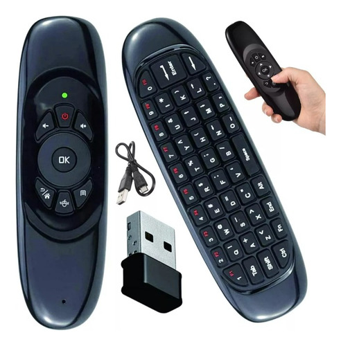 Controle Airmouse Com Teclado Para Smart Tv Função Air Mouse