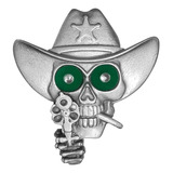 Caveira Cowboy Bandido Prata Verde Led 24v Caminhão