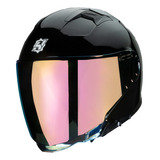 Casco Para Moto Hax Emerald Jet 3/4 Sólido Ece R22.06 Negro Brillo Sparkle Dark Night S