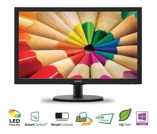 Monitor Philips 21,5 Pulgadas Lcd Tft Full Hd 60z Hdmi + Vga Color Negro