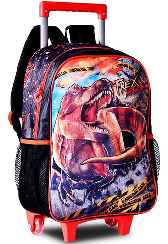 Mochila Rodinhas Infantil Dinossauro T-rex Attack Tx23012k