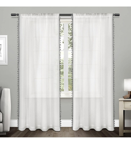 Exclusive Home Cortinas Con Borlas Adornadas Con Barra Trans