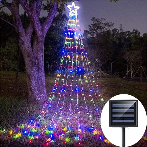 300 Led Árbol Decoración Solar Star Luces 8 Modos De Ilumina