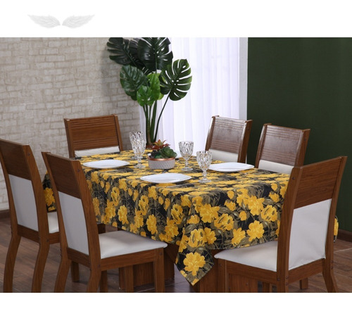 Toalha De Mesa Luxo 8 Lugares 2,50mx1,40m Tecido Jacquard 