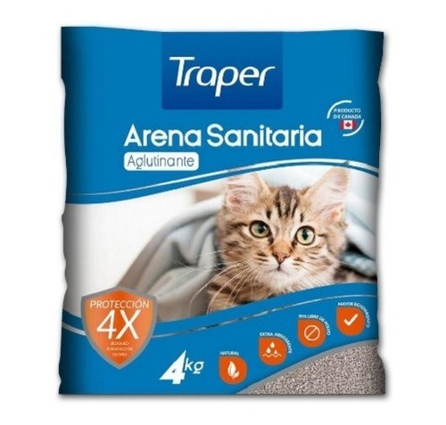 Arena Sanitaria Gatos Traper 4 Kilos (amonio , Fecas Y Orina