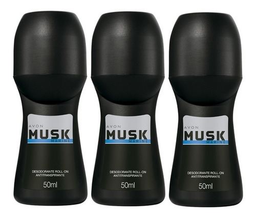 Kit 10 Desodorantes Roll On Avon Musk Marine Masculino 