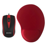 Mouse Fio Usb 1000 Dpi Hoopson Ms-038vr + Mousepad Vermelho