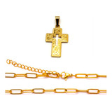 Conjunto Oro 18 Kilates Chain 50 A 55cm X 4mm + Cruz Calada