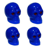 Set 4 Tapas Tapitas Cubre Valvulas Ruedas Calavera Azul