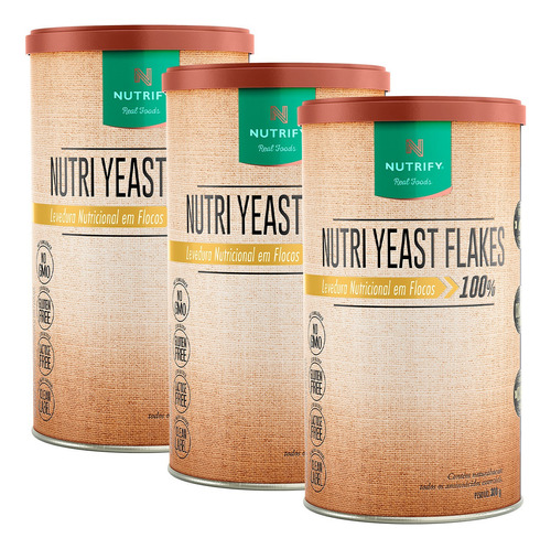 Kit 3x Nutri Yeast Flakes Levedura Nutricional Flocos - 300g