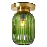 Lámpara De Techo Vintage Verde Con Luz Dorada, Ideal Para Tu