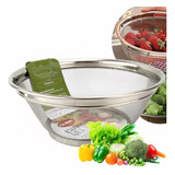 Escorredor De Macarrão Arroz Legumes Verduras Multiuso 22cm Cor Inox