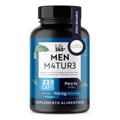 Colágeno Hidrolizado Life 360+ Men M4tur3 220 Cáps Creatina Sabor Sin Sabor