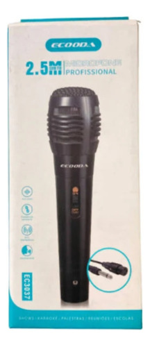 Microfone Profissional Dinâmico 2,5m Cabo Karaokê Palestra 