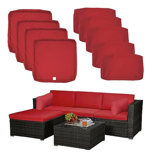 Fundas Cojines Exterior 9pack - Red-para Juego Muebles Patio