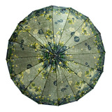 Paraguas Sombrilla Clásica Semiautomática Plegable De Bastón Color Verde Militar