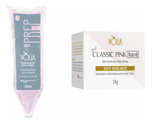 Kit Gel Vòlia Pink Hard E Refil De Prep Para Unhas De Gel