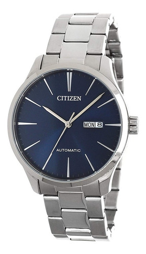 Relógio Masculino Citizen Automático Tz20788f Original Prata Fundo Azul