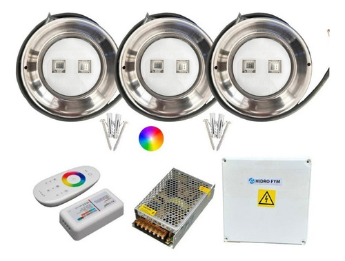 Luces Para Pileta 20w Rgb Kit De 3 Unidades + Componentes