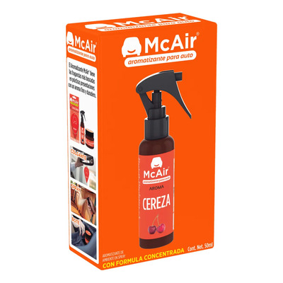Aromatizante Spray Mcair Para Auto Cereza 50ml Color Ámbar