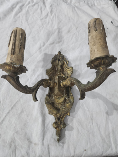 Aplique Pared Antiguo Bronce Tipo Candelabro Doble Electrico