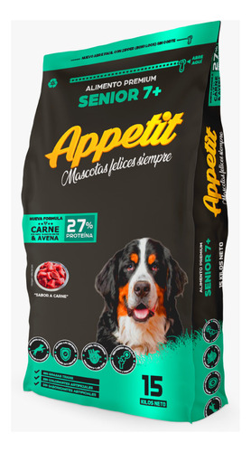 Alimento Appetir Perro Senior 15kg Mayor 7 Añosñ