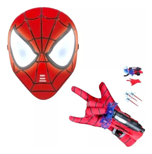 Mascara Spiderman Con Luz Y Guante Lanza Dardo Hombre Araña