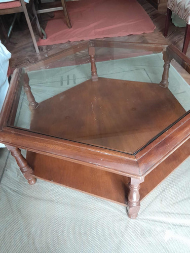 Mesa Ratona Hexagonal De Madera Cedro Masiso (caba Belgrano)