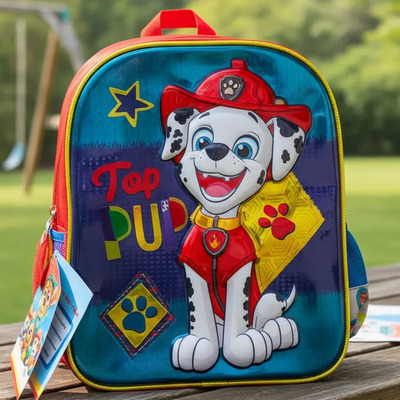 Mochila Escolar Kinder Paw Patrol Marshall 3d Ruz Rojo Estampado En Poliéster