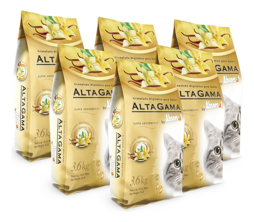 Piedras Sanitarias Para Gatos Absorsol Vainilla 6 X 3.6 Kg