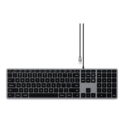 Teclado Satechi W3 Slim Retroiluminado Com Fio Usb-c Usb-c St-ucsw3m Qwerty Inglês Us Cor Cinza Escuro