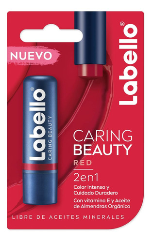 Bálsamo Labial Labello Caring Beauty Color Red 4.8g