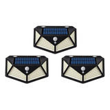 Pack 3 Foco Solar 114 Led Con Sensor De Movimiento