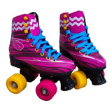 Patins Modelo Botinha Freio Frontal 4 Rodas Bw020r - Rosa