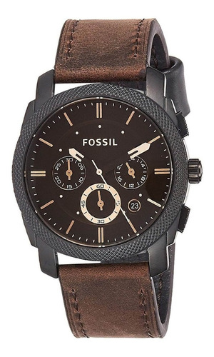 Reloj Fossil Machine Cronografo Cuero Hombre Fs4656 Original