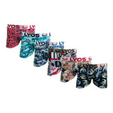 Kit/10 Cueca Boxer Lyos Estampada Adulto Microfibra