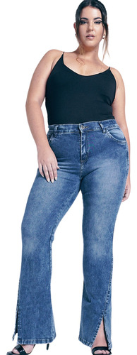 Jeans Cheta Semi Oxford Tajo Elastizado Mujer Talles Grande
