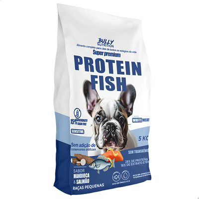 Ração Para Cães Pequenos Bully Nutrition Protein Fish 5kg Mandioquinha e Salmão + Brinde Zíper | Frete grátis