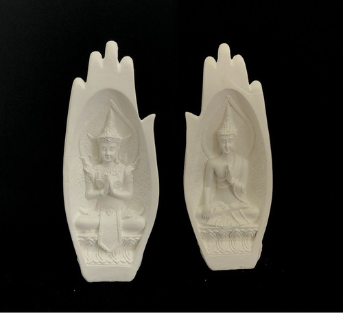 Mão Indiana Buda - 21cm Gesso Cru/ Namaste/ Hidu/decoração
