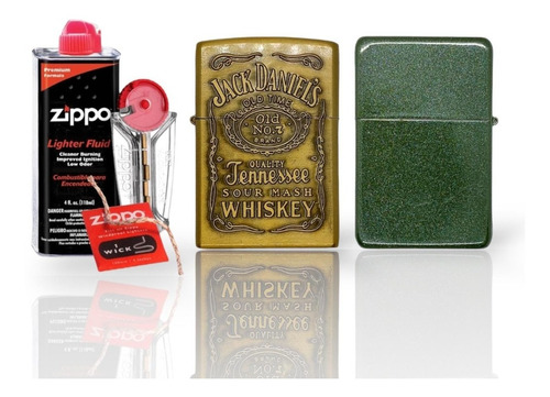 Kit Zippo / Gasolina, Piedra, Mecha + 2 Encendedores Jd-verd