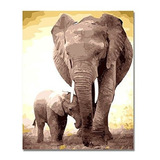 Rihe Diy Pintura Al Óleo Por Número Kit Elefante 16x20