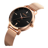 Reloj Dama Mujer Elegante Acero Inoxidable Cuarzo Skmei 1528