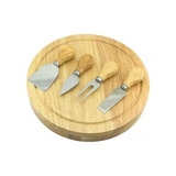 Kit Tabla De Quesos Fruta- Estuche Y 4 Utensilios En Madera