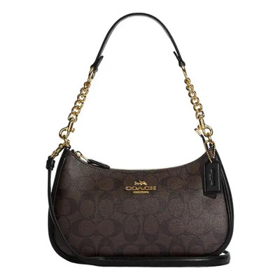 Bolsa shoulder bag Coach Teri Canvas color marrón oscuro | Meses sin interés