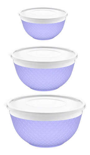 3 Cuenco / Bowls Con Tapa Plástico Hermetico Ensaladera