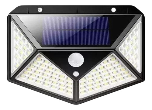 Luminária Parede Solar 100 Leds Bateria Luz Balizador Jardim