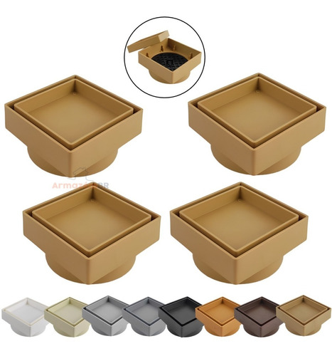 Kit 4 Ralo Oculto Invisível 10x10 Quadrado Piso Porcelanato