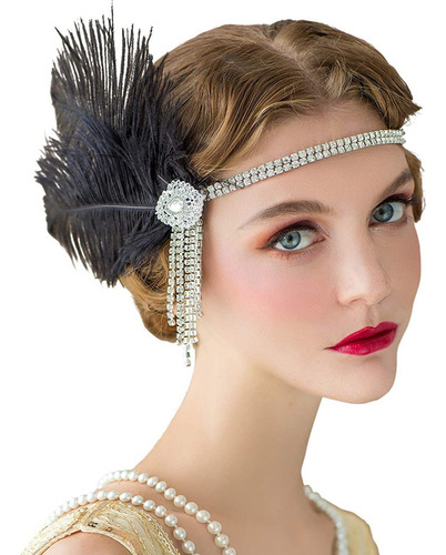 Diadema Retro De Diamantes Con Forma De Pluma De 1920